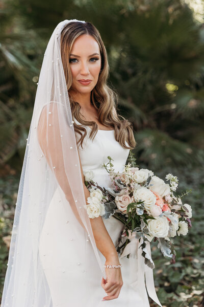 Bride with pearl veil