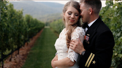 Bride and Groom walking together during videography time