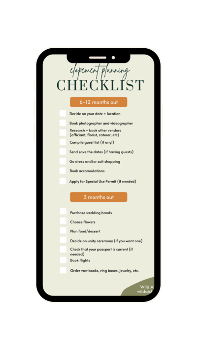 get my elopement planning + packing checklists