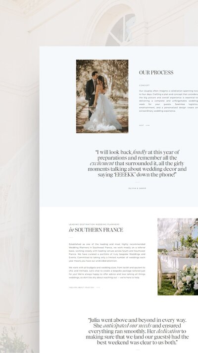 Showit website design for wedding planner.