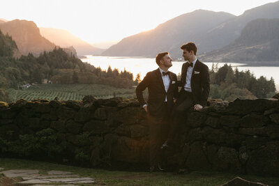 Inter racial couple elopement wedding dessert