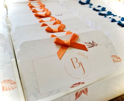 Bespoke cover for happy tears tissues at the destination wedding on Lake Como