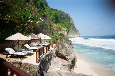 Image of beach and lounge chairs captured by branding photographer and videographer. ADP Studio