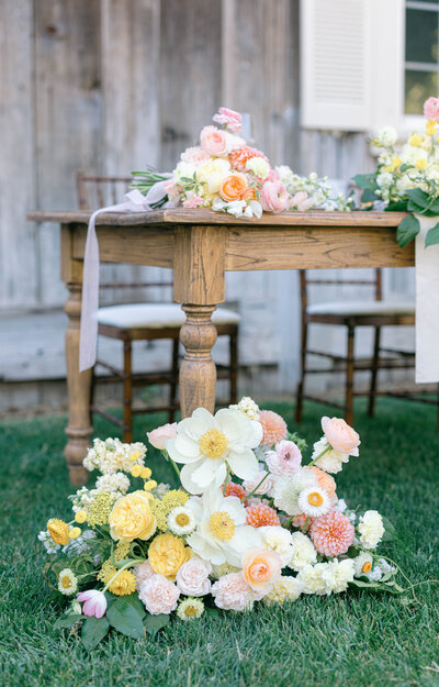 Bay Area Wedding Photographer, close up of floral arrangement at reception