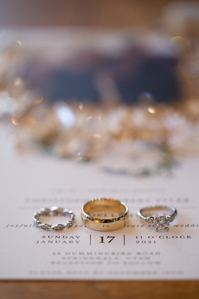wedding detail shot of rings 