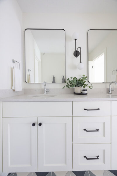 White Cabinets Kids Bathroom