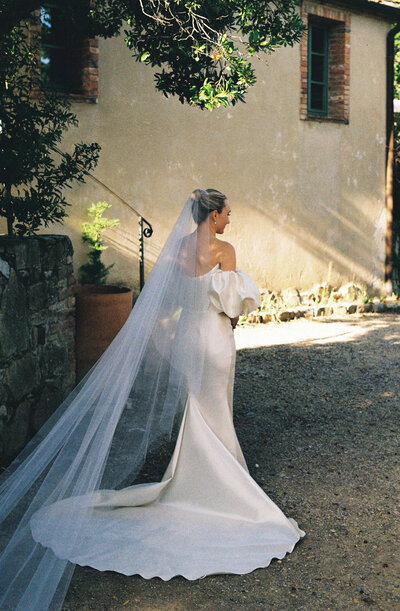 35mm film bridal portrait at Tuscany wedding