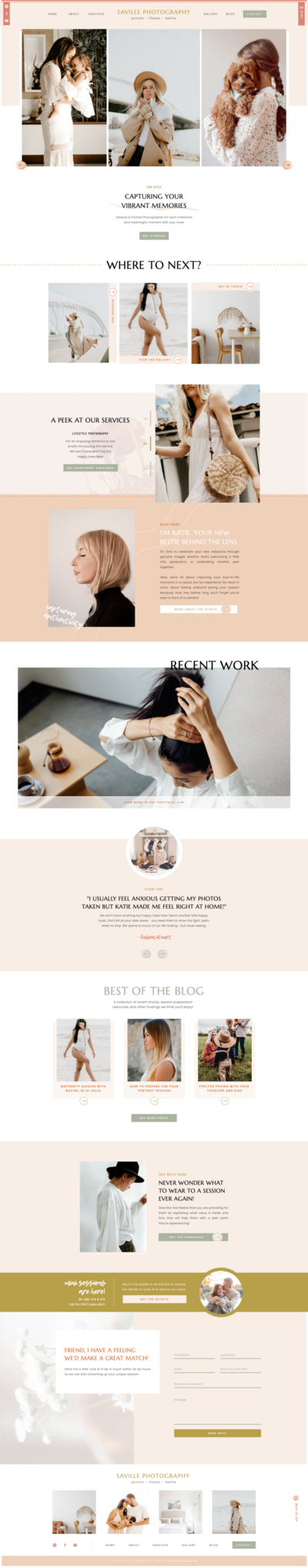 Bubbly, creative showit templates for wedding photographers by Palme Design Co