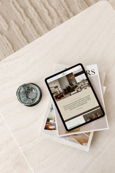 Showit template customization for an interior decorator shown on an iPad
