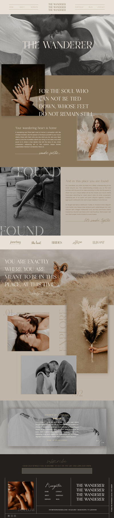 the wanderer website in a neutral color palette