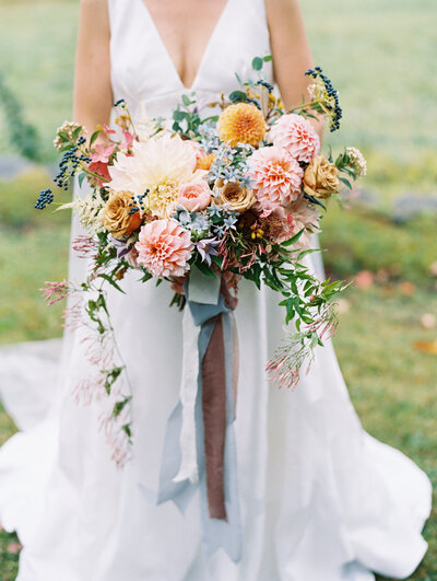 Colorful bridal bouquet for a New Hampshire wedding