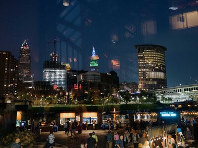 Views of the Cleveland skyline from Windows on the River