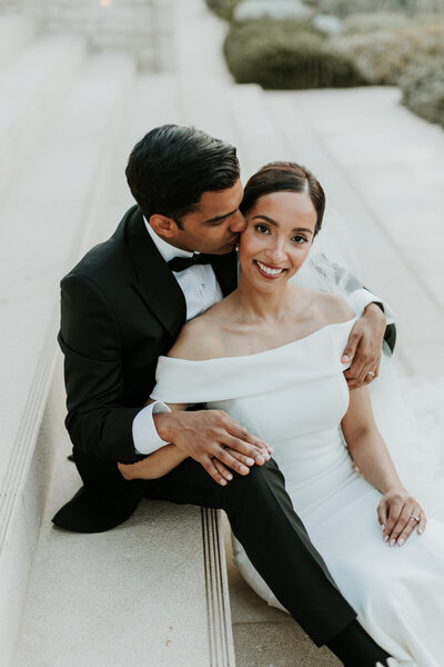 Bride and groom first look photos in field