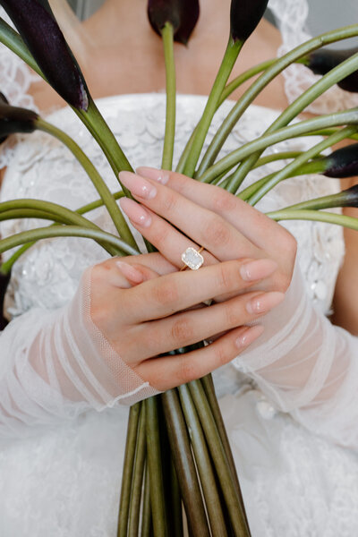 bridal bouquet with beautiful pastel pinks and oranges at Glenapp Castle