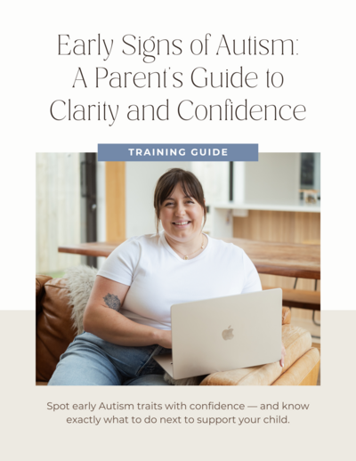 Early Autism Identification Training Guide Cover Page that says 'Spot early autism traits with confidence and know exactly what to do next to support your child.'