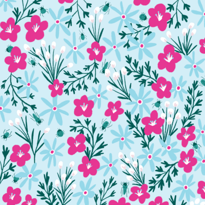 Beetles Floral pattern designed by Jen Pace Duran of Pace Creative Design Studio