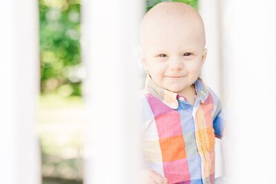 Newborn baby boy staring right at Erin Thompson Photography's camera