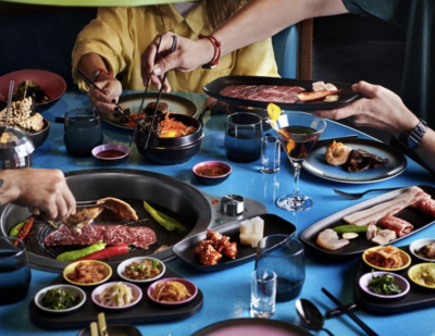 restaurant table full of oriental cuisine