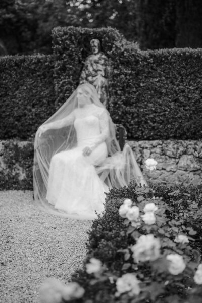 Bridal portrait at Loggia Durini during villa del Balbianello wedding, by luxury Lake Como wedding photographer Andreas K. Georgiou  