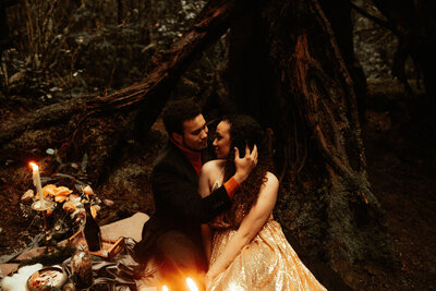 black-couple-eloping-oregon-forest