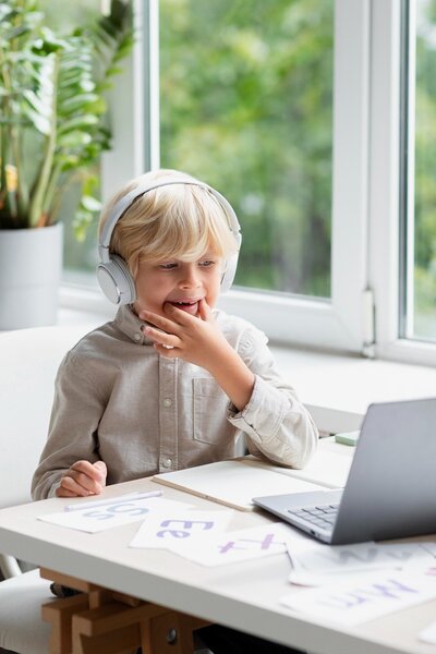 10 year old in a virtual speech therapy session in Colorado