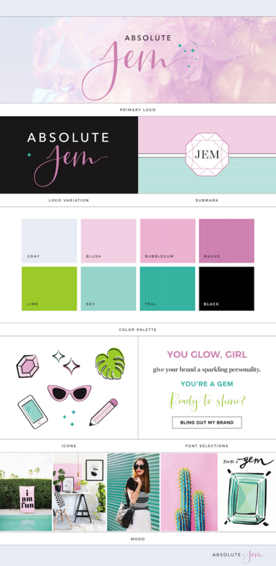 Absolute JEM Custom Brand Mood Board | Feminine Logo Design