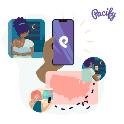Branding and design for Pacify, highlighting UX/UI design and digital product branding