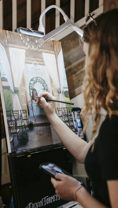 Devin Tormey Painting at a Wedding