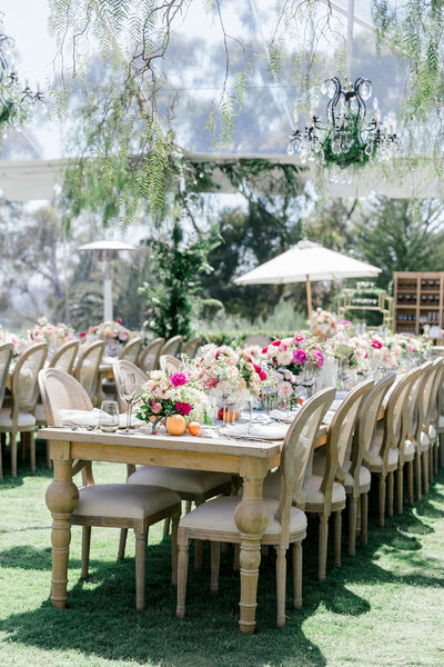 Dinner reception in Montecito for birthday under clear-top tent