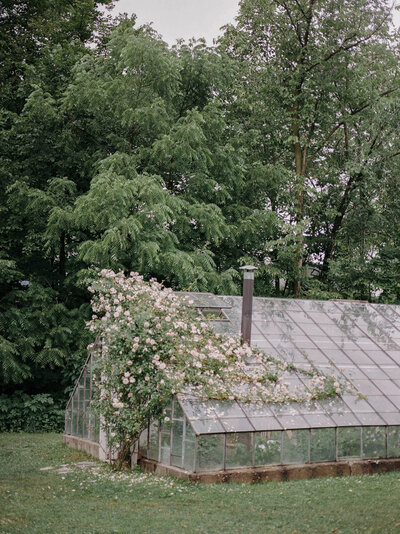 glass house greenhouse garden wedding venue in West Michigan