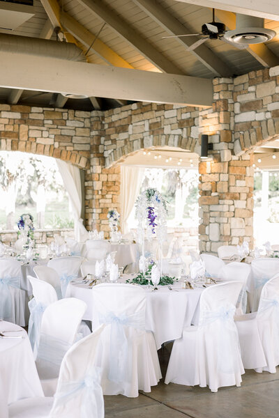 Reception details at the open-air pavilion at Wolf Lakes Park