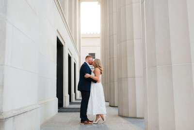 a couple during their engagement photos in downtown seattle, wa, photography by seattle Washington wedding photographer sarah mismash