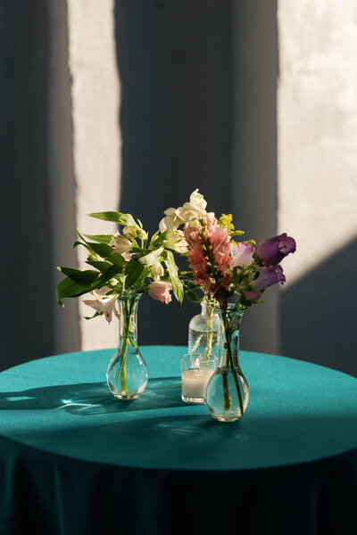 Wedding centerpieces on the table