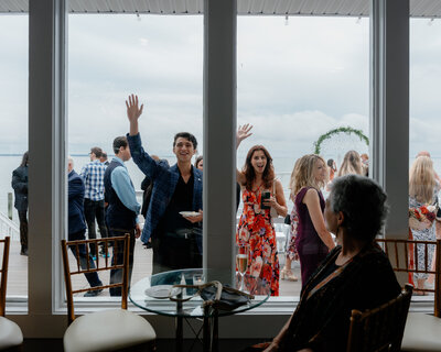 A person holding up a bride