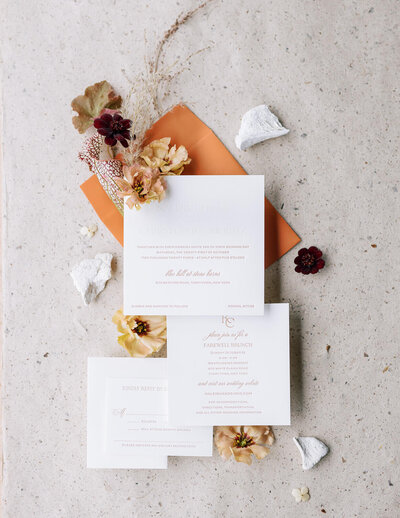 Luxury wedding invitation flatlay