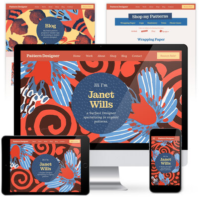 The Template Emporium shop Showit one-pager website template for Surface Pattern Designers
