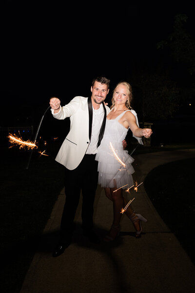 fun sparkler exit during catskills wedding