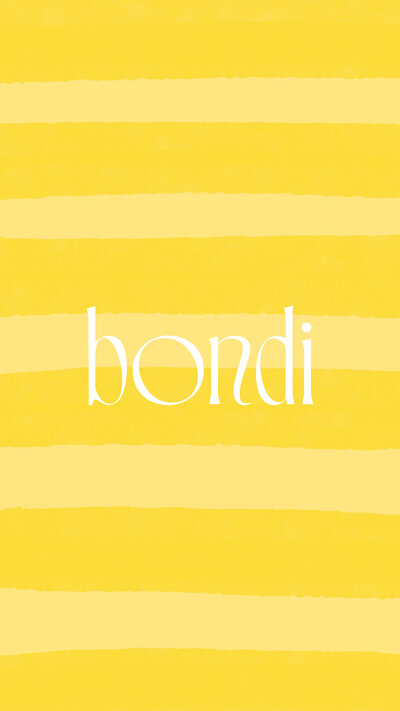 Bondi Marketing white logo on a yellow striped background