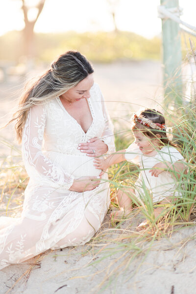 mom and daughter pregnant maternity session at the beach miami maternity photographer msp photography David and Meivys Suarez