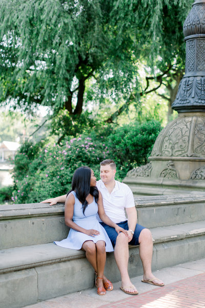 multi racial couple engagement session in Central Park, New York City, NY