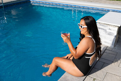 brand photos by the pool