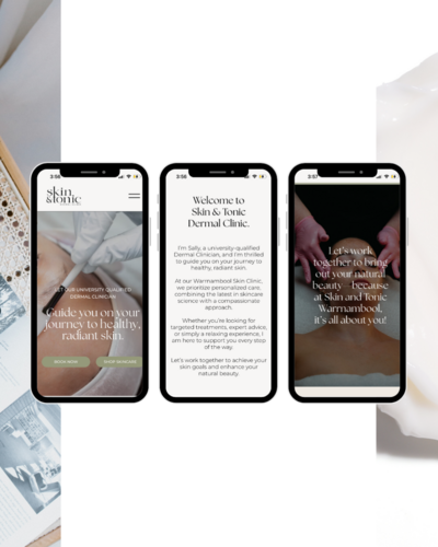 Affordable Website design for small business in the Beauty industry Warrnambool presented on multiple iphones.
