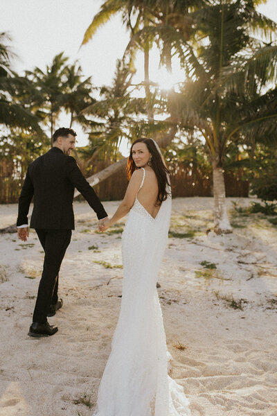 Bride and Groom on beach