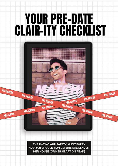The Clairity Checklist is your no-BS dating clarity tool to help you spot patterns, raise your standards, and stop second-guessing yourself. Downloadable, straight-talking, and designed to help you date with confidence and emotional self-respect.