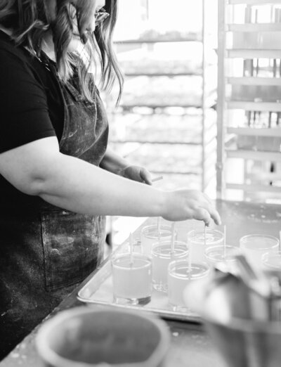 candle maker brand photoshoot in Michigan, Simply Curated, process brand photography