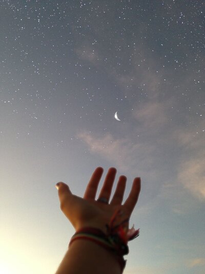 inspiring image of moon and stars