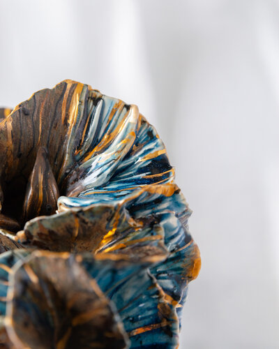 Fine details of Gerda Satunas' handmade ceramic sculptures, photographed by a Dunedin product photographer.