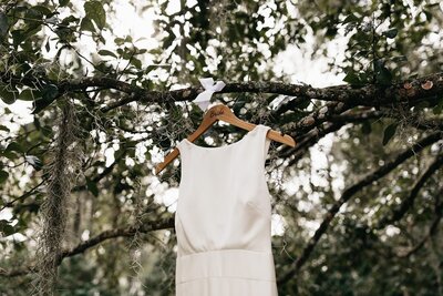 Wood Dress Hanger that says Bride