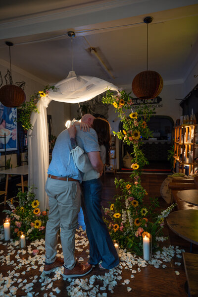 initimate proposal set up Styled by Yours Truly, a wedding planner and designer in New Jersey.