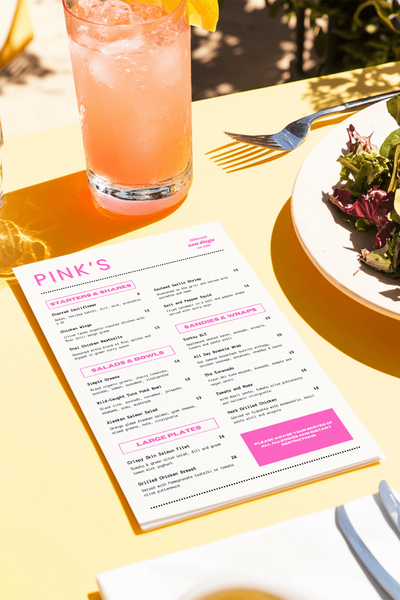 Pink's Menu - 2